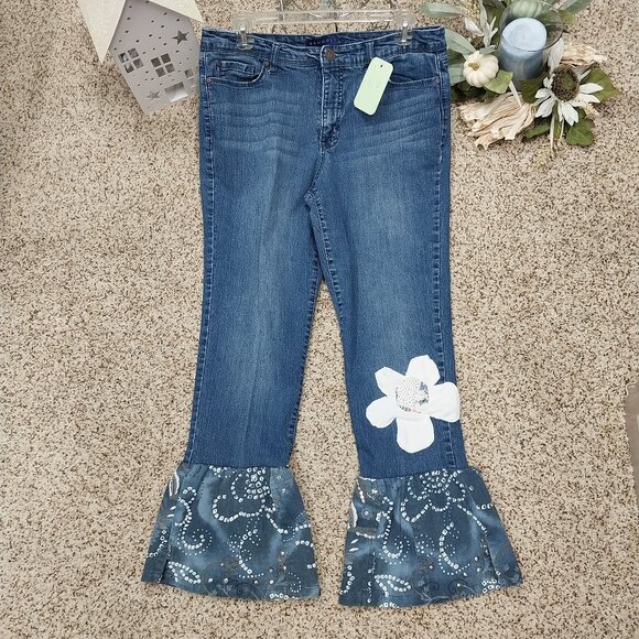 Handmade Denim - 3484 Size 12 Bandolino Upcycled Bell-Bottom Jeans.